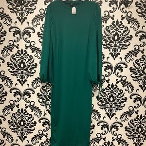 Long plain green dress
